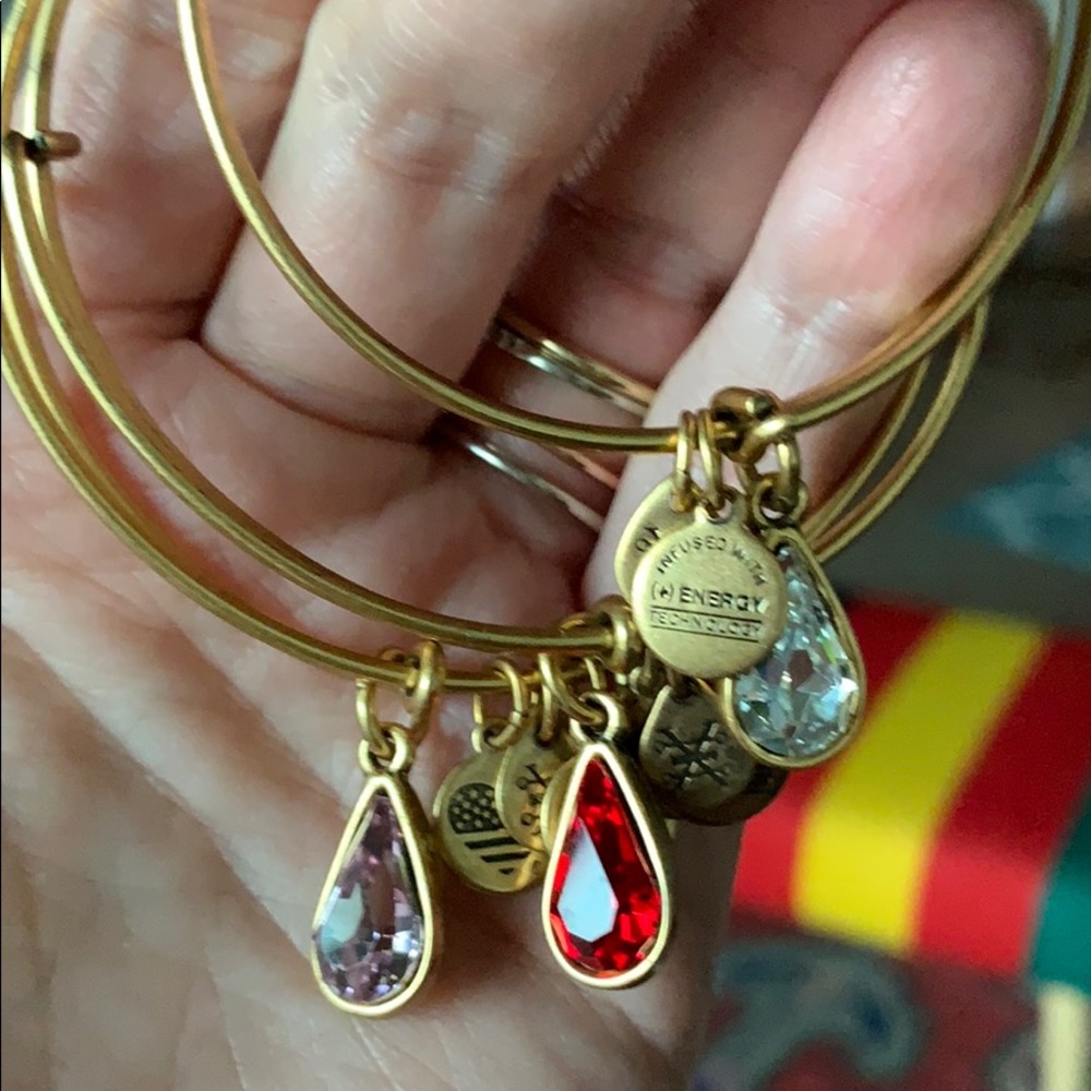 Alex and Ani NWOT 3pack Swarovski crystals gold